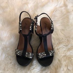 Never been worn! Lucky brand b&w wedges!!